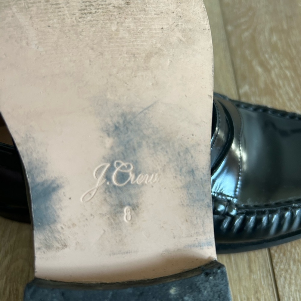 J. Crew Black Leather Penny Loafers Slip-On - Picture 6 of 10
